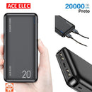 Carregador portátil P2W 20000mAh, LED light power bank de porta dupla de ultra-alta capacidade