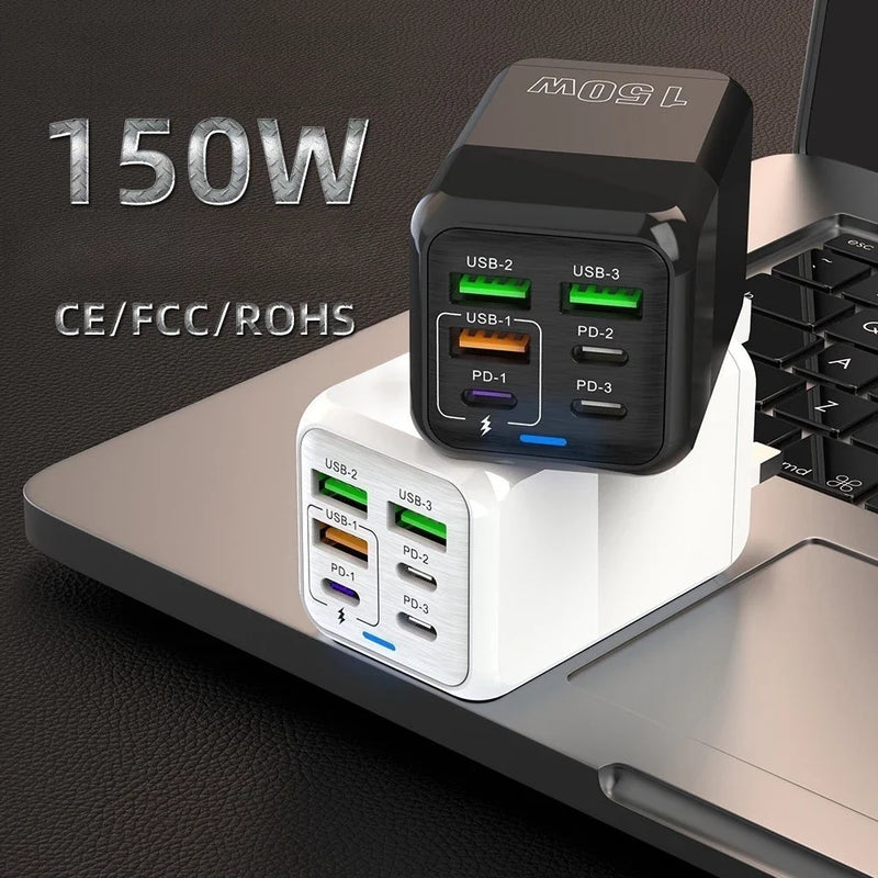 Carregador Rápido 150W Multiportas 4USB + 2PD