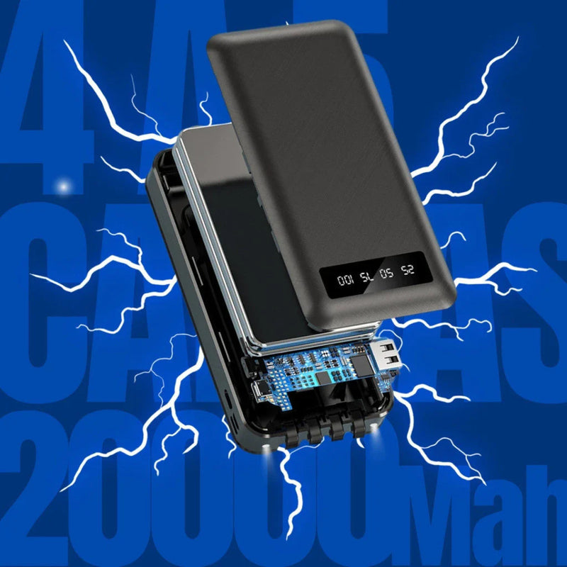 Carregador Power Bank Portátil 20000mah Universal Saida 4 Cabos