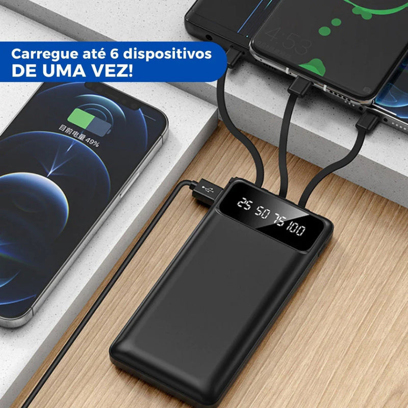 Carregador Power Bank Portátil 20000mah Universal Saida 4 Cabos